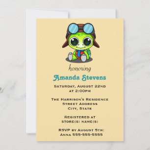 Söt Chibi-serie Sköldpadda Baby Shower Inbjudningar