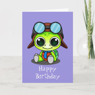 Söt Chibi Serietecknad Sköldpadda Grattis på födel Kort