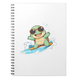 Söt Chibi Sköldpadda Surfare Sommar Strand Design Anteckningsbok