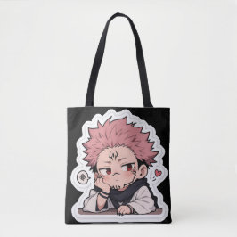 Söt Chibi-sur pussig kung-sticker - Kawaii rosa hå Tygkasse