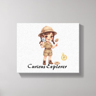Söt Chibi-Utforskarflicka Grafik Canvastryck