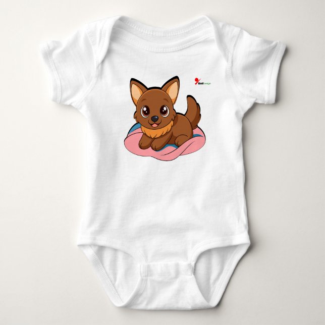 Söt Chibi-valp Brun babyoverall present T Shirt (Framsida)