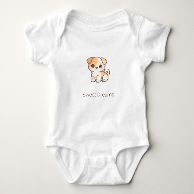 Söt Chibi-valp söta drömmar anpassat namn  T Shirt (Framsida)