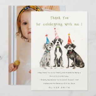 Söt Chic Barn Pawty Hund Födelsedagsfest Foto Tack Kort