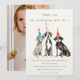 Söt Chic Barn Pawty Hund Födelsedagsfoto Tack Kort