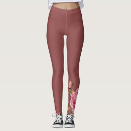 Söt Chic blommigt mörk dammig rosa aktiv bära Leggings
