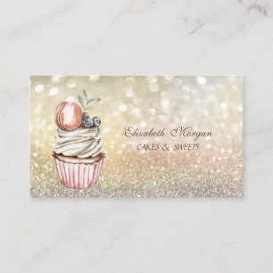 Söt Chic Elegant Bokeh Macaroon Cupcake  Visitkort