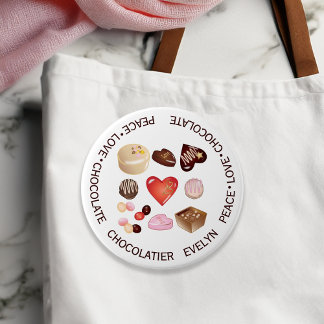 Söt Chic Färgrik Fred Kärlek Choklad Godis Knapp