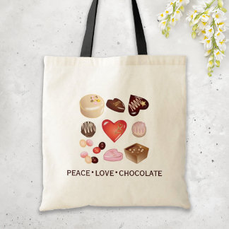 Söt Chic Fred Kärlek Choklad Godis Hjärtan Tygkasse