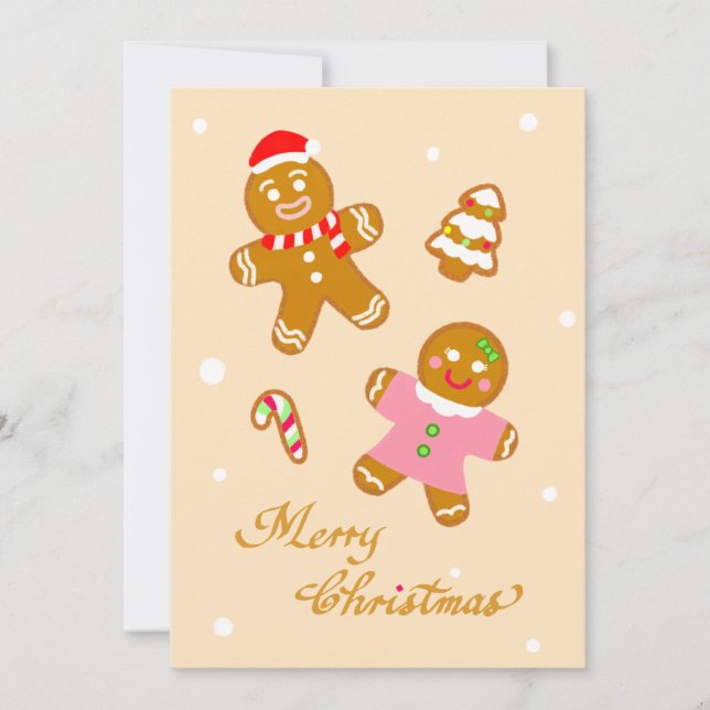 Söt Chic Jul Gingerbread Platt Julkort (Framsida)