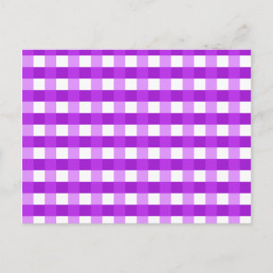 Söt Chic Lila Gingham Checked Fabric Mönster Vykort
