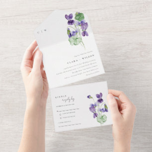 Söt Chic Monogram Violet Blommigt Bunch Bröllop