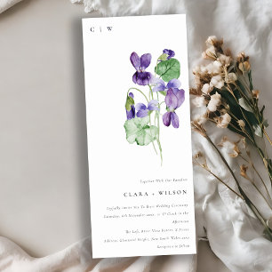 Söt Chic Monogram Violet Blommigt Bunch Bröllop Inbjudningar