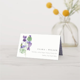 Söt Chic Monogram Violet Blommigt Bunch Bröllop Placeringskort