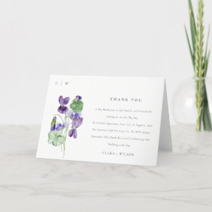 Söt Chic Monogram Violet Blommigt Bunch Bröllop Tack Kort