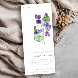 Söt Chic Monogram Violet Blommigt Par Shower Inbjudningar