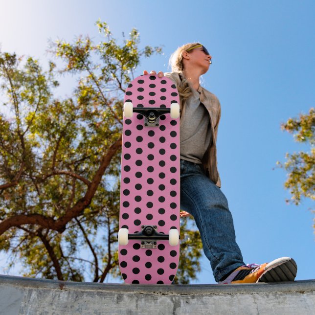 Söt Chic Prickar Rosa och Svart Mini Skateboard Bräda 18,5 Cm (Utomhus 1)