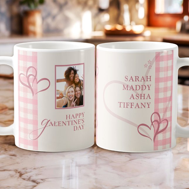 Söt Chic Rosa Stylish Galentines Bästa Vänner Kaffemugg (Skapare uppladdad)