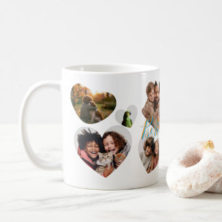 Söt Chic Souvenir Kollage Familjefoto Hjärta Kaffemugg