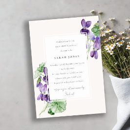 Söt Chic Vattenfärgsviolett Blommigt Babykläder Inbjudningar