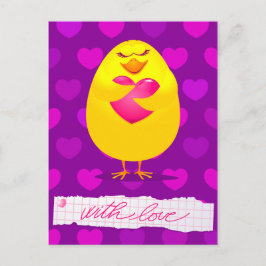 Söt chick i kärlek med meddelande, vykort