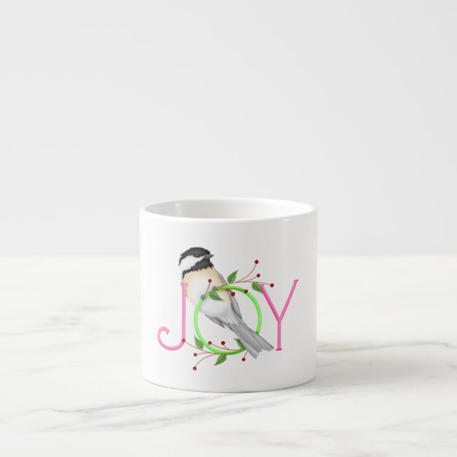 Söt Chickadee "Glädje" Espressomugg (Framsidan)