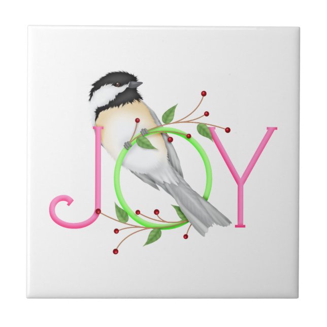 Söt Chickadee "Glädje" Kakelplatta (Framsidan)