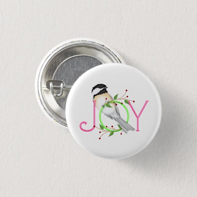 Söt Chickadee "Glädje" Knapp (Framsida & baksida)