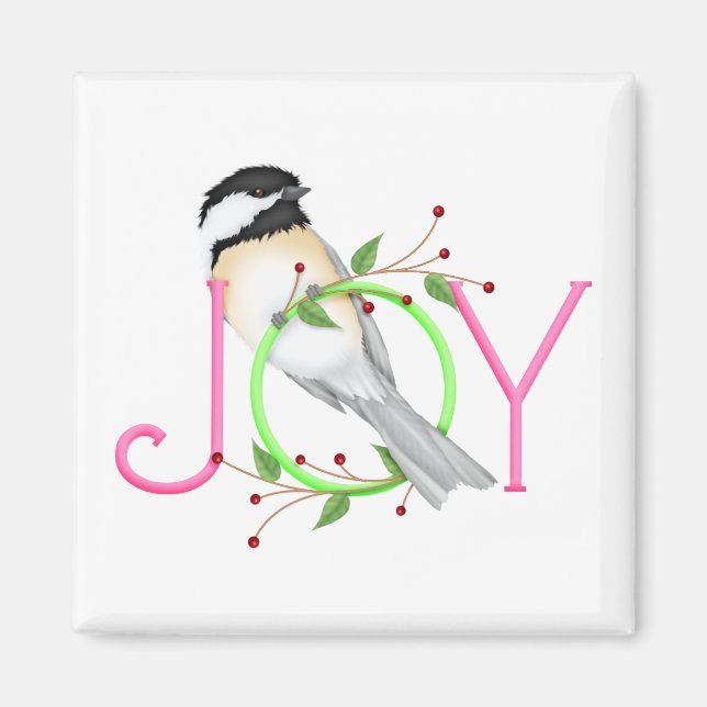Söt Chickadee "Glädje" Magnet (Framsidan)