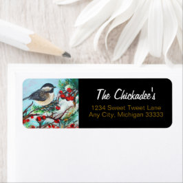 Söt Chickadee Sång Bird Winter Painting Label Returadress Etikett