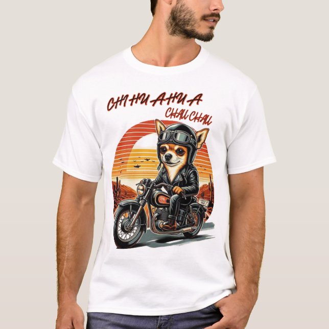Söt chihuahua biker-flicka hund älskare t shirt (Framsida)