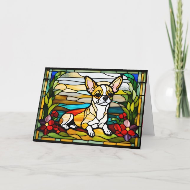Söt Chihuahua-glasmosaik Kort (Framsida)