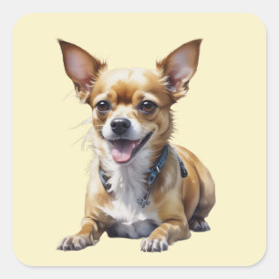 Söt Chihuahua Hund Husdjur Hundälskare Konst Fyrkantigt Klistermärke