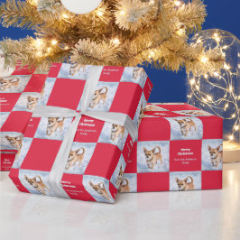 Söt Chihuahua-hund i snö Röd jul Presentpapper