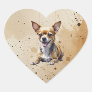 Söt Chihuahua Korsnings Hund Husdjur Djur Hjärtformat Klistermärke