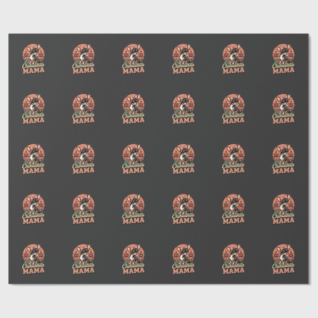 Söt Chihuahua Mamma Bow Hund Mamma Presentpapper (Platt)