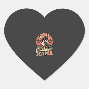Söt Chihuahua-mamma Bow Hundmamma Hjärtformat Klistermärke