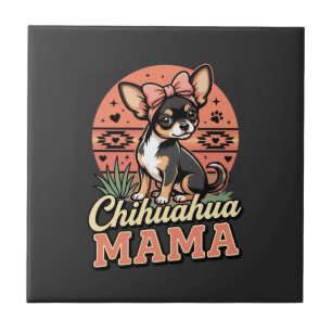 Söt Chihuahua-Mamma Bow Hundmamma Kakelplatta