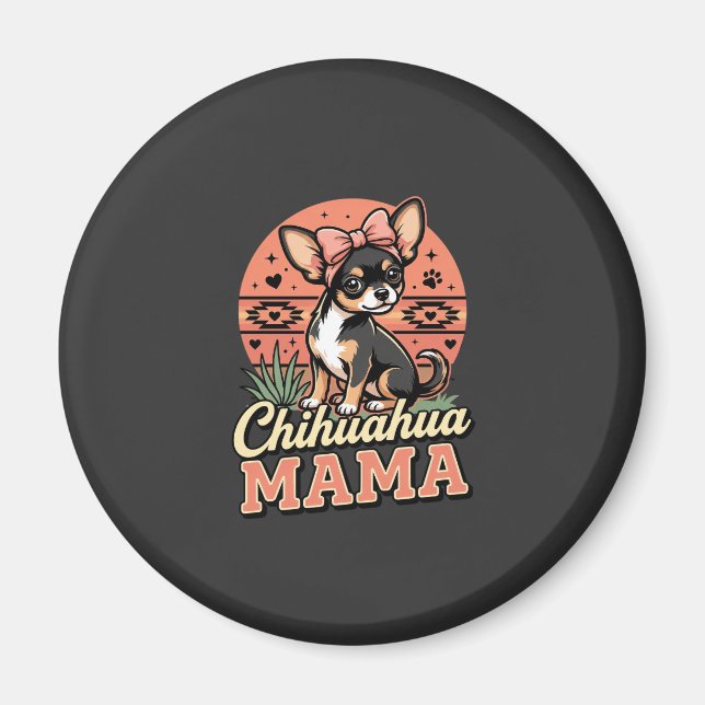 Söt Chihuahua-mamma Bow Hundmamma Magnet (Framsidan)