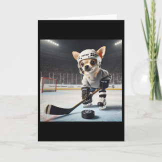 Söt Chihuahua på is för hockey och Chihuahua-fan Kort