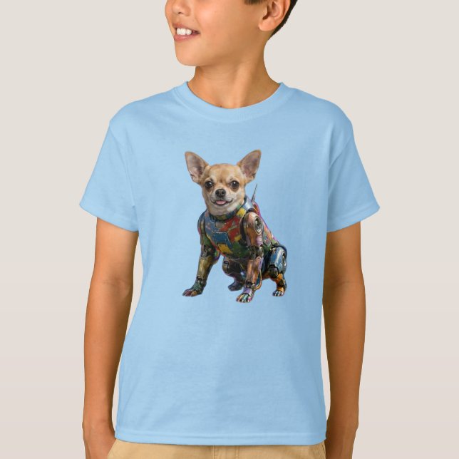 Söt Chihuahua Robot Barn T-Shirt (Framsida)