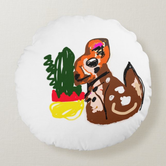 Söt Chihuahua-stil Rund Kudde (Framsidan)