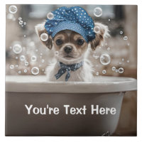 Söt Chihuahua-valp hund spa bubbelbad