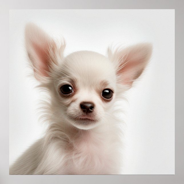Söt Chihuahua-valp Hundporträttaffisch Poster (Framsidan)
