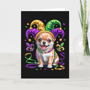 Söt Chihuahua-valp Mardi Gras hundälskare Rolig bi Kort