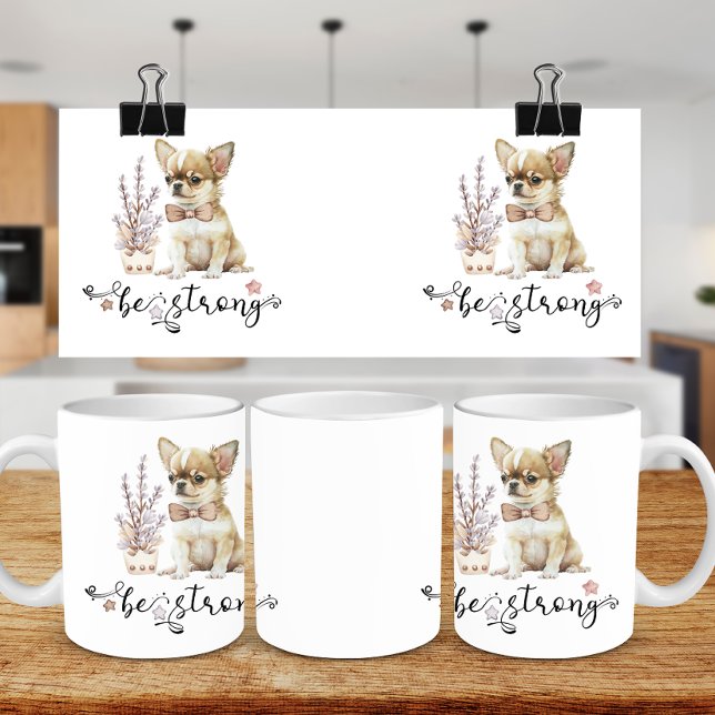 Söt Chihuahua Vattfärgsfärg Var stark kalligrafi Kaffemugg (Skapare uppladdad)