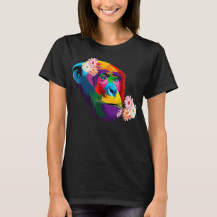 Söt Chimpanzee Monkey-färgämne Chimpanzee-blomman T Shirt