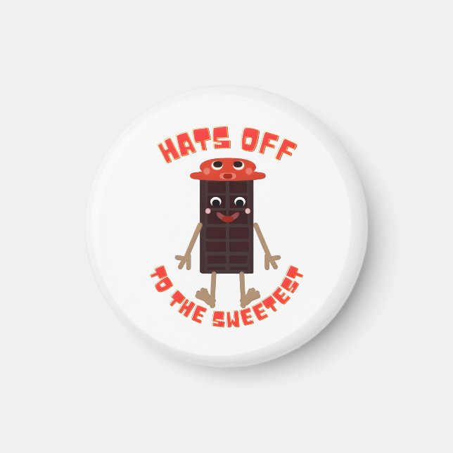 Söt Choco-Bar Kompis: Kawaii Chokladkaka i en R Magnet (Framsidan)