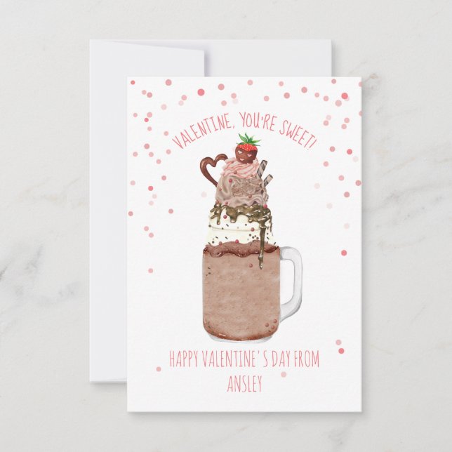 Söt choklad Milkskakomsklassrum Valentine Kort (Framsida)