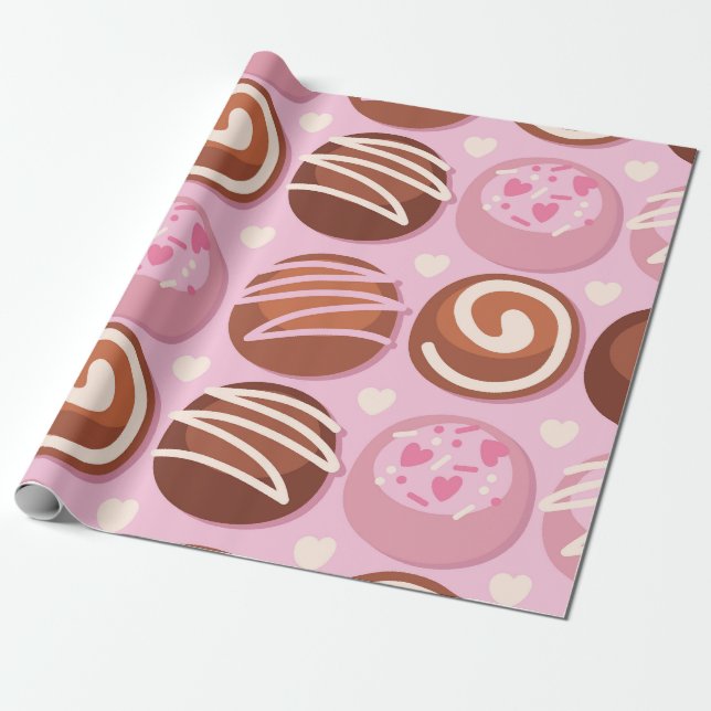Söt choklad Truffle Mönster Presentpapper (Utrullad)